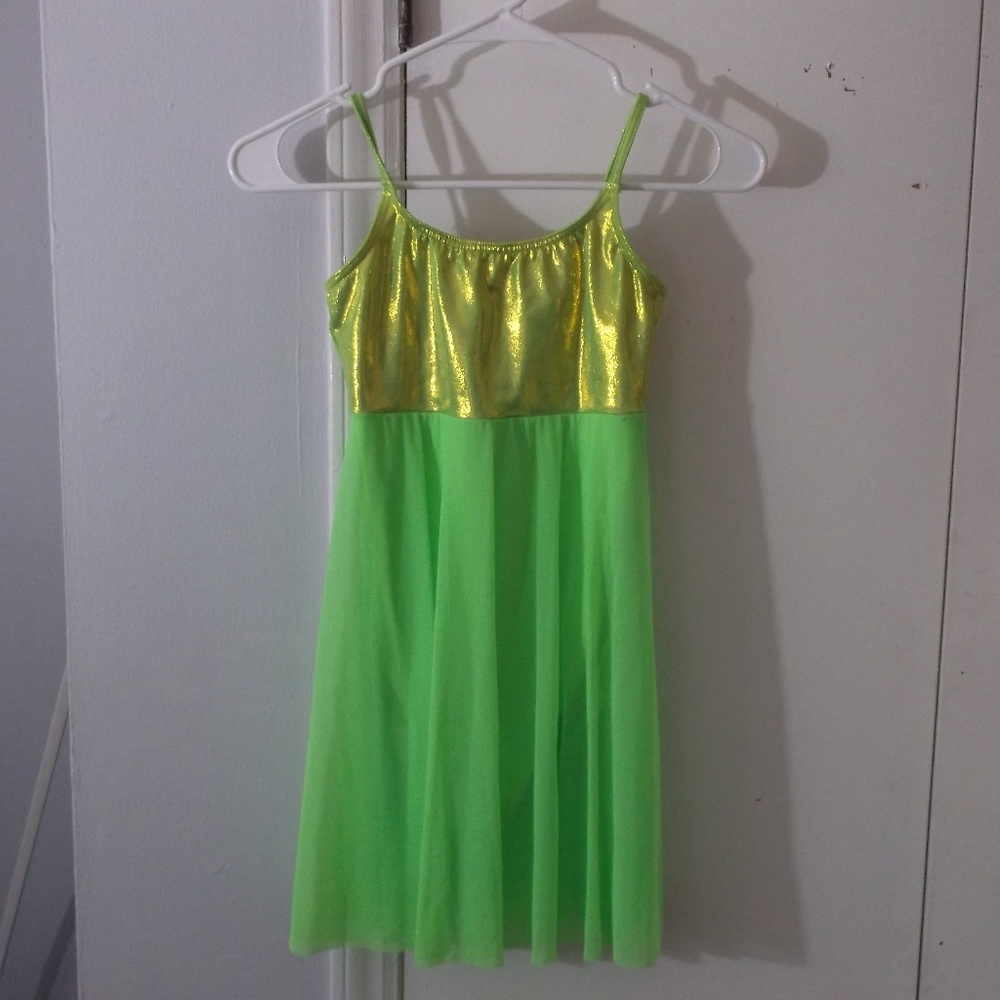 Balera Dancewear Lime Green Chiffon Dress L Child
